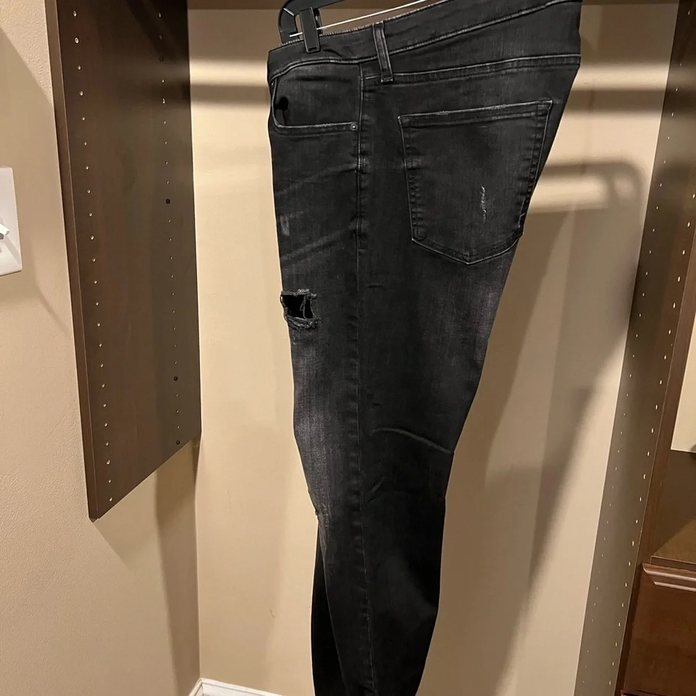 Express Black Distressed Skinny Jeans